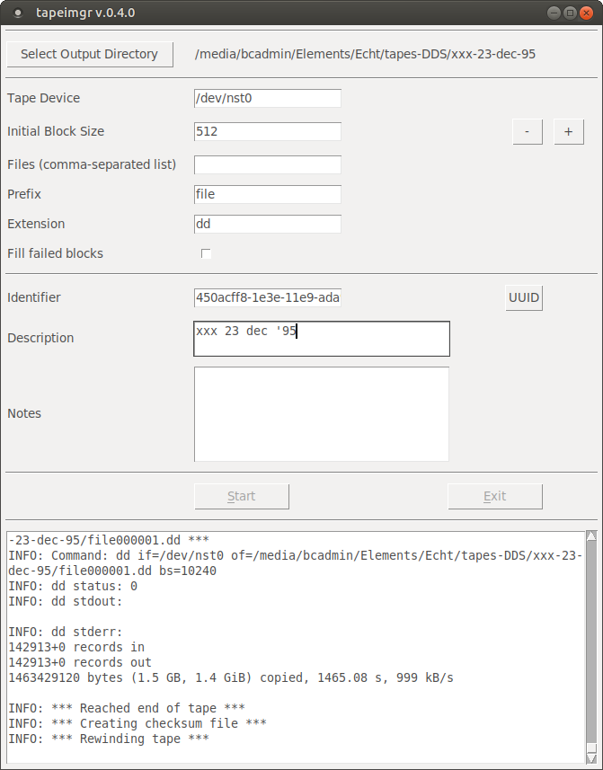 The tapeimgr interface