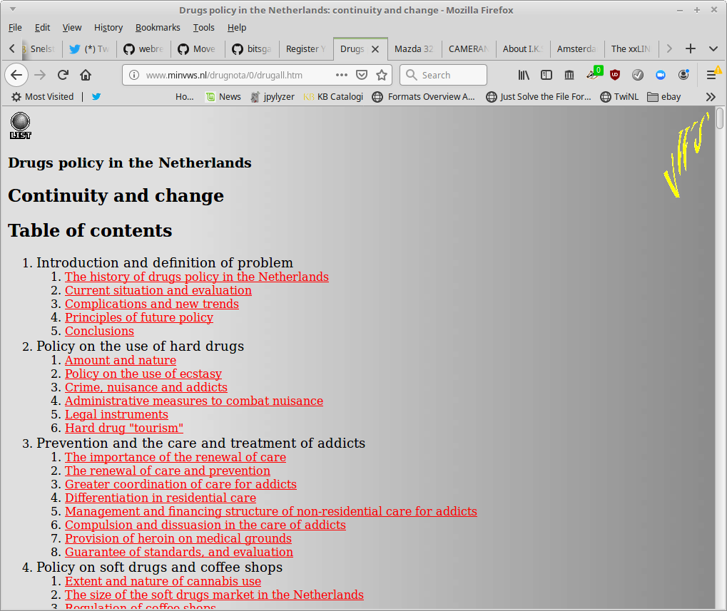 Report on Drugs policy in the Netherlands on web site of Dutch Ministry of Health, Welfare and Sport